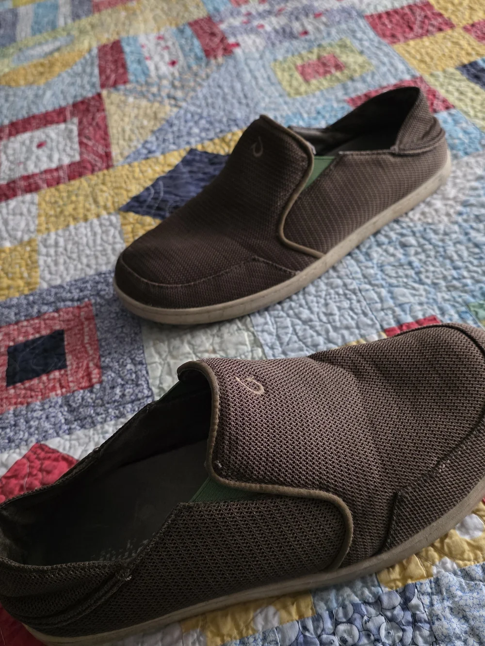 OluKai Men's Brown Mesh Slip-On Loafers